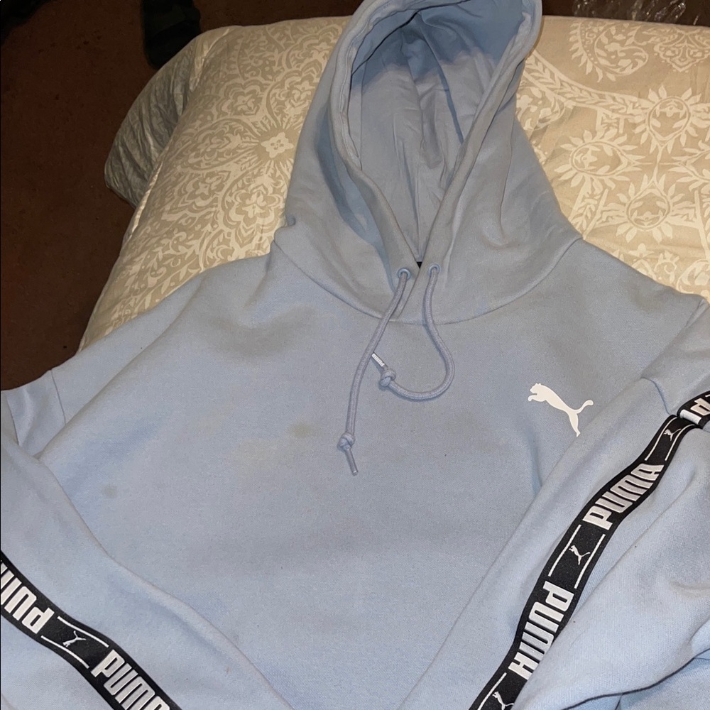 Puma Light Blue Hoodie with Black Accents